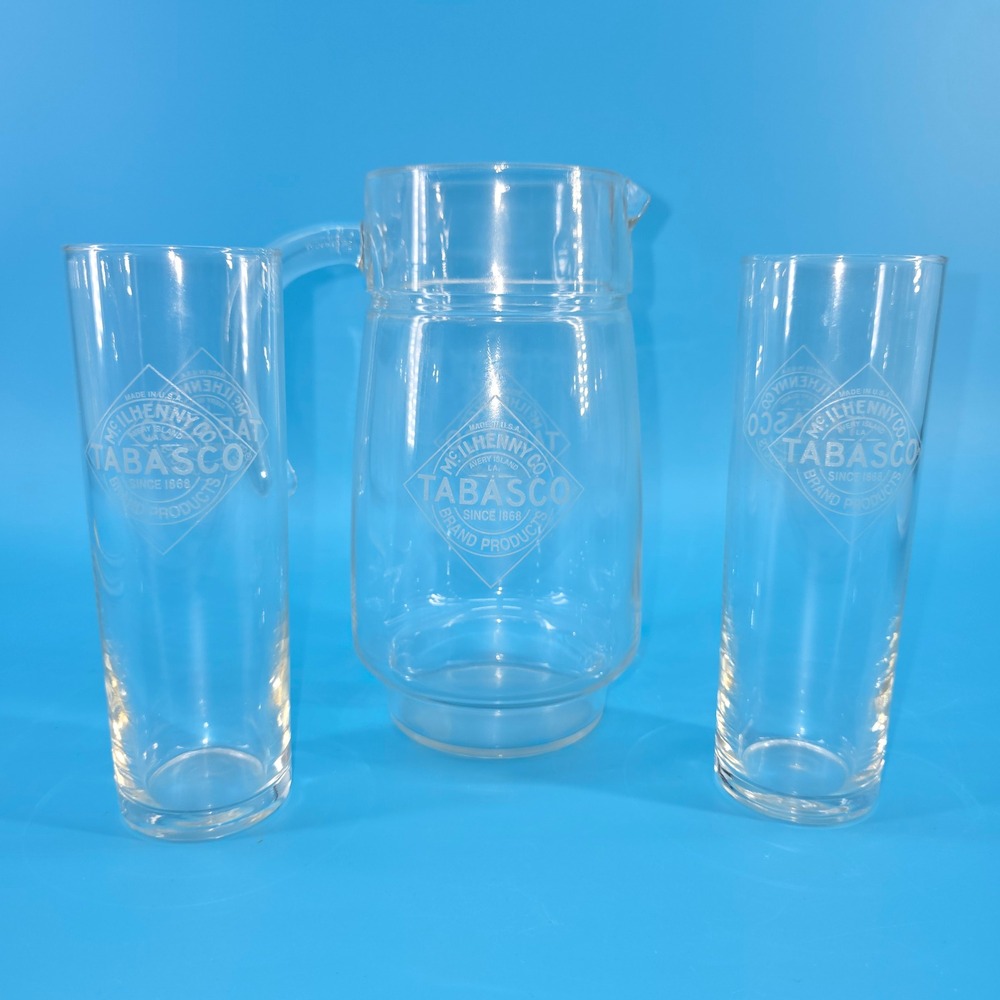 Tabasco Bloody Mary Pitcher & 2 Glasses set  McIlhenny Co by Avery Island France